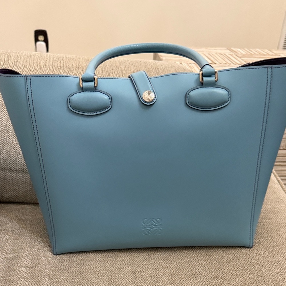 Pre owned luxury Loewe Leo blue tote